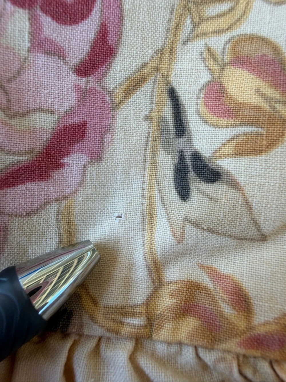 VTG Ralph Lauren Astor 3-Piece Ruffled Duvet Set Tan Pink Floral King Size FLAWS